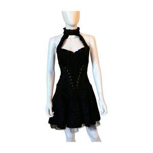 Killstar Velvet Gothic Halter Corset Skater Dress